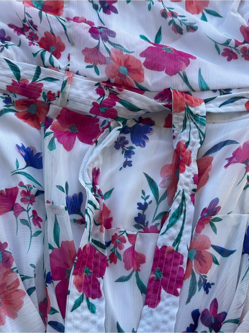 Calvin Klein Floral High-Low Dress NWT 14W Belted Chiffon Midi Maxi - Picture 10 of 14